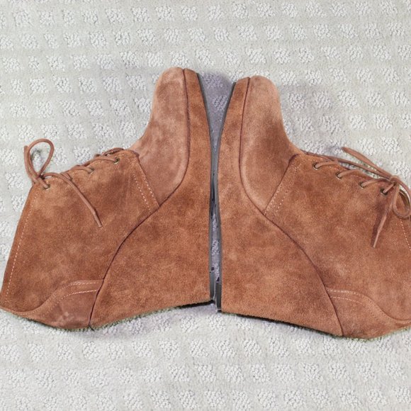 Jessica Simpson Size 7.5M Brown Suede 4.5" Wedge Lift Booties - Picture 4 of 6